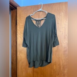 Express Olive Tunic Top with Back Detail
